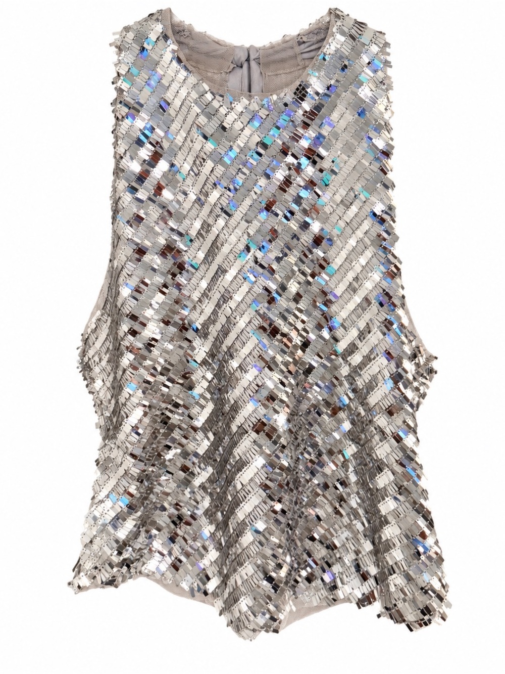 Free People Disco Fever Sequin Cami Tank Silver Size Small